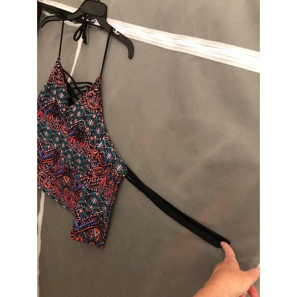 Arizona Brand Halter‎ Swim Top XL Juniors Multi-color Geometric Beach Summer Fun